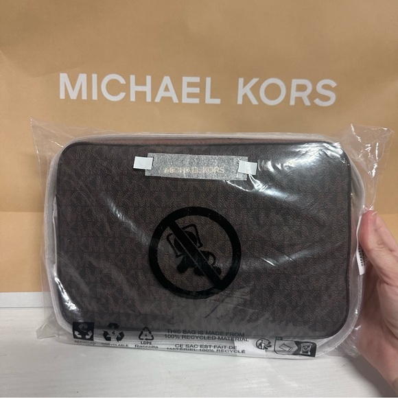 Michael Kors Jet Set Large Printed Logo Crossbody Bag Brown Signature - Picture 4 of 4
